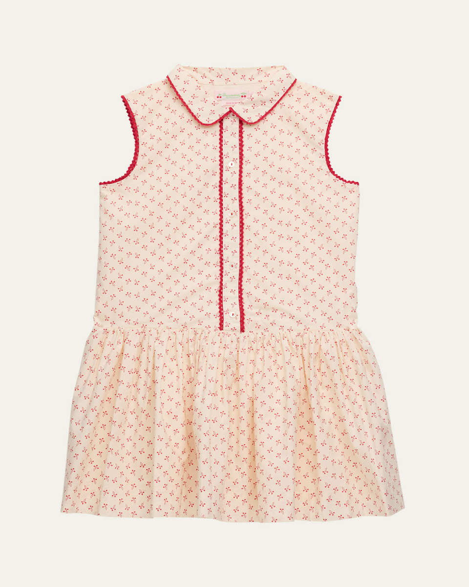 Girl's Erinna Cherry-Print Drop Waist Dress, Size 4-14